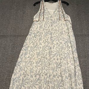 Love Stitch Maxi Dress Gauze Blue Tropical Racer Back Flowy Lined Button Front M